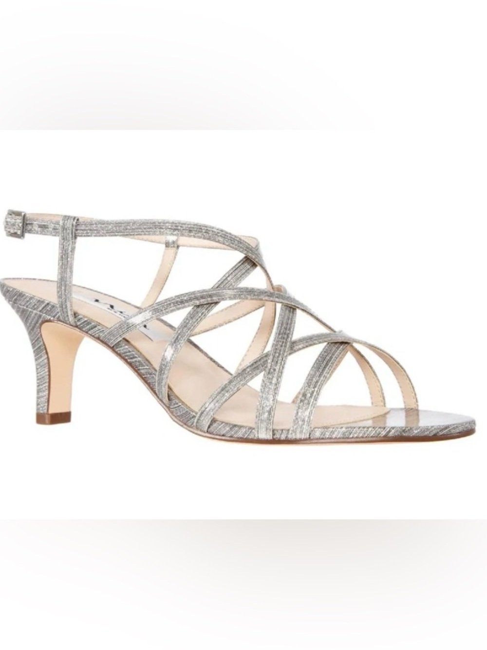 Nina Neptune Steel Luna Vinyl Strappy Sandals - Size 7.5W (NIB)